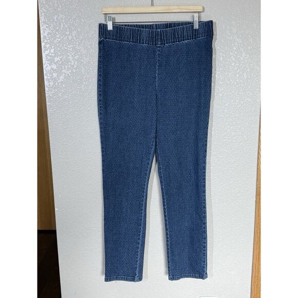 Soft Surroundings Pull On Stretch Denim Jeans Large Printed - Picture 1 of 5